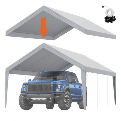 VEVOR Carport Replacement Canopy Cover 13 x 20 ft, Garage Top Tent Shelter Tarp Heavy-Duty Waterproof & UV Protected, Easy Installation with Ball Bung