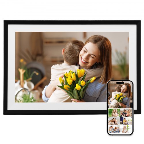 VEVOR Digital Picture Frame 10.1 Inch, 1280x800 HD IPS Touch Screen Electronic Photo Frame, 32GB Memory, Auto-Rotate Portrait and Landscape, Share Pho