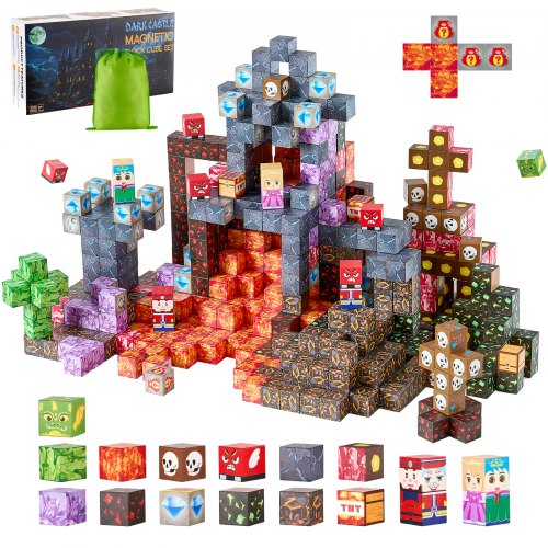 VEVOR Magnetic Blocks, 100 PCS Dark Castle Set, Magnetic Building Cubes for Kids, STEM Montessori Sensory Toys for Christmas Birthday Gift, Constructi