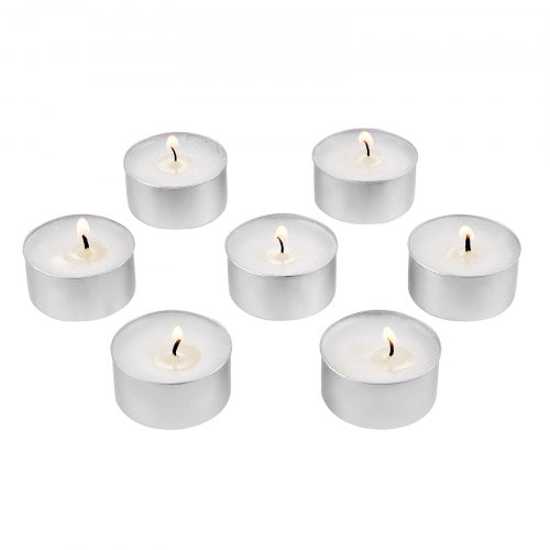 VEVOR 200 Pack Unscented Tea Lights Candles 6.5 Hours Long Burning Smokeless Tealight Candles, Dripless with Aluminum Cups, Natural Palm Wax Votive Ca