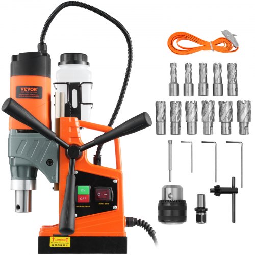 VEVOR Magnetic Drill, 1450W 1.57" Boring Diameter, 12500N 850 RPM Portable Electric Mag Drill Press, with Variable Speed, Drilling Machine for any Sur