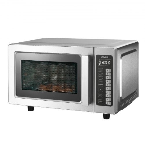 VEVOR Countertop Microwave Oven, 0.9 Cu Ft, 1000W Digital Stainless Steel Microwave Oven with Touchscreen, 10 Cooking Presets, 5 Power Levels, Multi-L