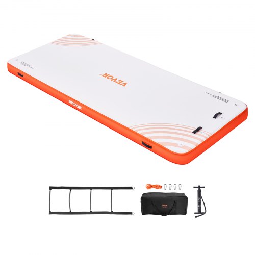 VEVOR Inflatable Floating Dock, 15 x 6FT Inflatable Dock Platform, Non-Slip Water Floating Dock Mat with Detachable Ladder & Portable Carrying Bag, Fl