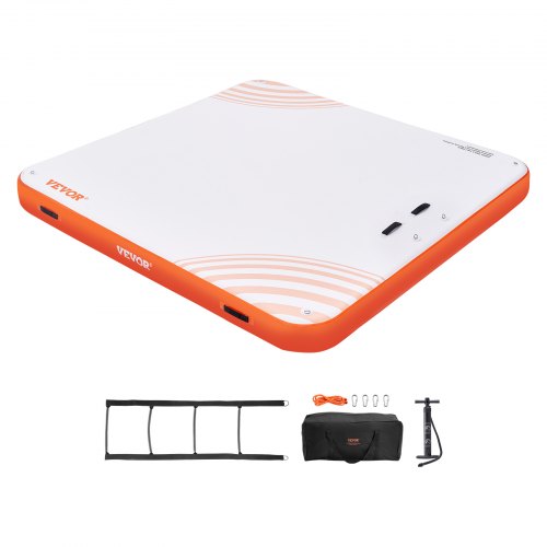 VEVOR Inflatable Floating Dock,7 x 7FT Inflatable Dock Platform, Non-Slip Water Floating Dock Mat with Portable Carrying Bag & Detachable Ladder, Floa