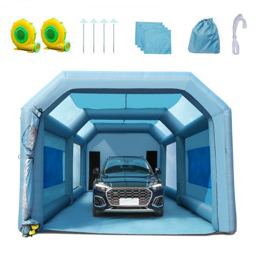 VEVOR Inflatable Paint Booth, 28x16x11ft Inflatable Spray Booth, High Powerful 750W+950W Blowers Spray Booth Tent, Car Paint Tent Air Filter System fo