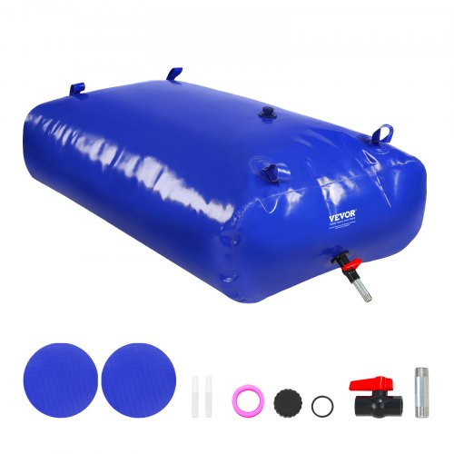 VEVOR 540L-142.7 Gallon Water Storage Bladder, RV Water Tank, 1000D Blue PVC Collapsible Water Storage Containers, Large Capacity Soft Water Bag, Port