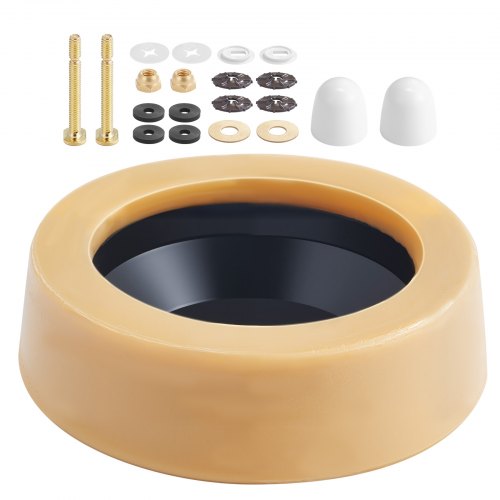 VEVOR Toilet Wax Ring Kit, 1.6-Inch Extra Thick Wax Ring for Toilet Bowls with Rust-Resistant Brass Bolts, Caps and Washers, Fits 3-Inch or 4-Inch Dra