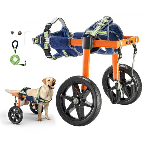 VEVOR Dog Wheelchair for Back Legs, Lightweight 2 Wheels Pet Wheelchair, Height, Width & Length Adjustable, Dog Cart with Shock-Absorbing Wheels, for