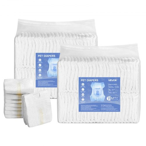 VEVOR Disposable Dog Diapers, Super Absorbent Female Dog Diapers, 360° Leak-Proof Female Doggy Pet Diaper with Wetness Indicator for Heat Period, Trai
