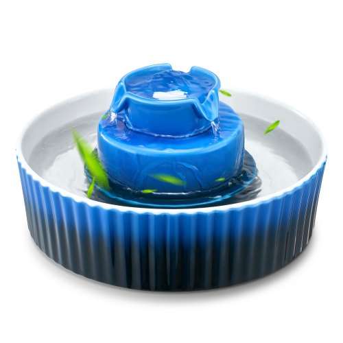 VEVOR Ceramic Cat Water Fountain, 2.1L-71oz Cupcake Pet Fountain, Porcelain Cat Water Dispenser with Ultra-Quiet Pump, 360° Drinking Area and Multi-La