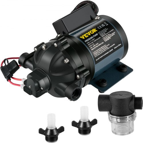 VEVOR Washdown Pump, 12V DC, 7 GPM 60 PSI, Max. 10 FT Lift Self Priming Water Pump, with EPDM Valve, Universal Salt Water Strainer & Female-Male Threa