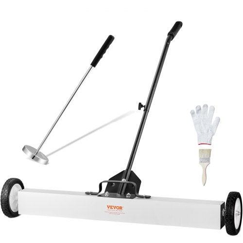 VEVOR 36-Inch Magnetic Sweeper with Wheels, 55 lbs Capacity, with Telescoping Magnetic Pickup Tool, Adjustable Handle, Magnetic Pickup Sweeper to Pick