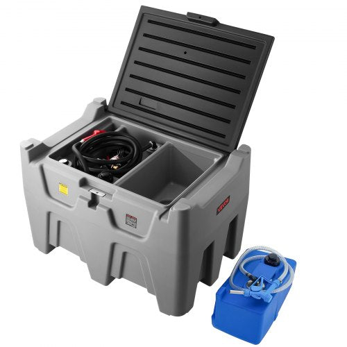 VEVOR Portable Diesel Tank, Separated 106 Gal Diesel & 8 Gal DEF Storage Tank, Leakproof Fuel Transfer Tanks with Pump & 13 Ft Hose, 10 GPM Flow Rate,