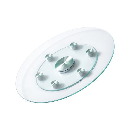 VEVOR 61 cm Glass Lazy Susan Turntable, Tempered Glass Dining Table Centerpiece with 6 Rotating Wheels, 360° Smooth and Silent Spin Tabletop Rotating