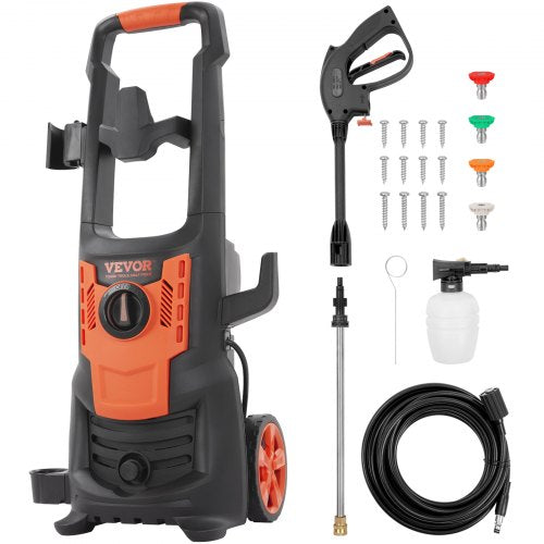 VEVOR Electric Pressure Washer, 2150 PSI, Max. 1.8 GPM, 1800W Power Washer w- 26 ft Hose, 4 Quick Connect Nozzles, Foam Cannon, Portable to Clean Pati