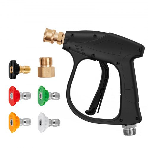 VEVOR Short Pressure Washer Gun, 4350 PSI High Power Washer Spay Gun, M22-14 Inlet & 1-4'' Outlet Hose Connector Foam Gun, Stainless Steel Pressure Wa
