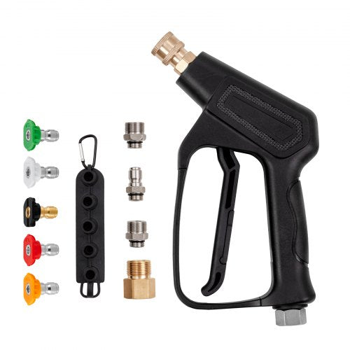 VEVOR Short Pressure Washer Gun, 4000 PSI High Power Washer Spay Gun, M22-14 mm - M22-15 - 3-8'' Inlet & 1-4'' Outlet Hose Connector Foam Gun, Pressur
