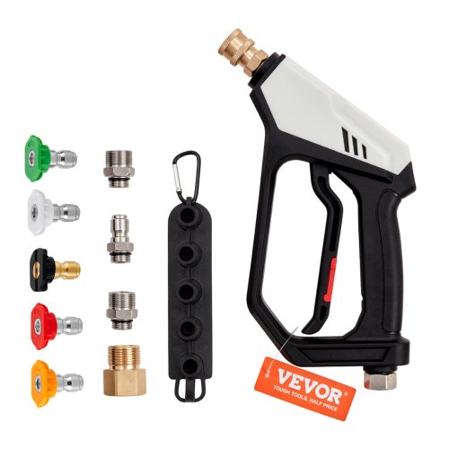 VEVOR Short Pressure Washer Gun, 5000 PSI High Power Washer Spay Gun, M22-14 mm - M22-15 - 3-8'' Inlet & 1-4'' Outlet Hose Connector Foam Gun, Pressur
