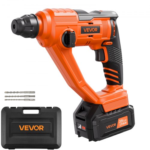 VEVOR 20V Cordless Hammer Drill, Lithium-Ion 0.6 Inch Rotary Hammer Driver, SDS-Plus Electric Lightweight Power Tool Kit with Battery and Charger, 2 F