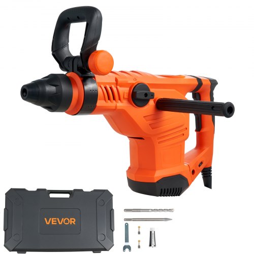 VEVOR Corded Hammer Drill, 1600W 175-350RPM Electric Demolition Drills, 2-Inch SDS-Max Rotary Hammer Driver, 3 Functions Chipping Power Tool Kit for C