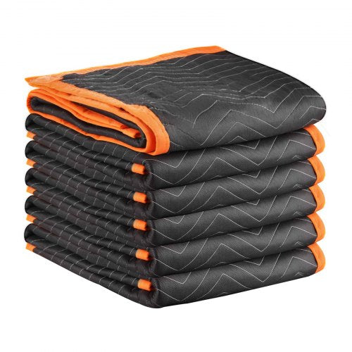 VEVOR Moving Blankets 6 Pcs, 80 x 72 in (35 lbs-dz) Large Packing Blankets with Cotton Filling, Heavy Duty Nonwoven Fabric Padded Moving Blanket for S