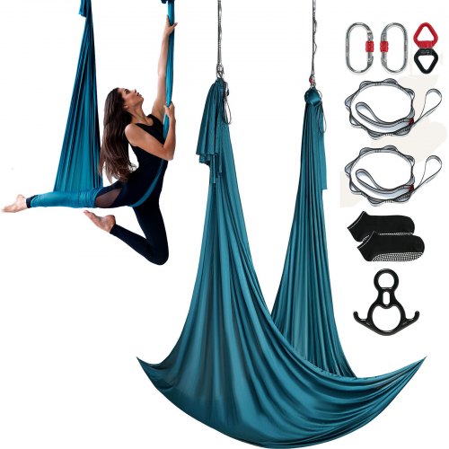 VEVOR Aerial Silk & Yoga Swing, 10 m Length, Aerial Yoga Hammock Kit with 100gsm Nylon Fabric, Full Rigging Hardware & Easy Set-up Guide, Antigravity