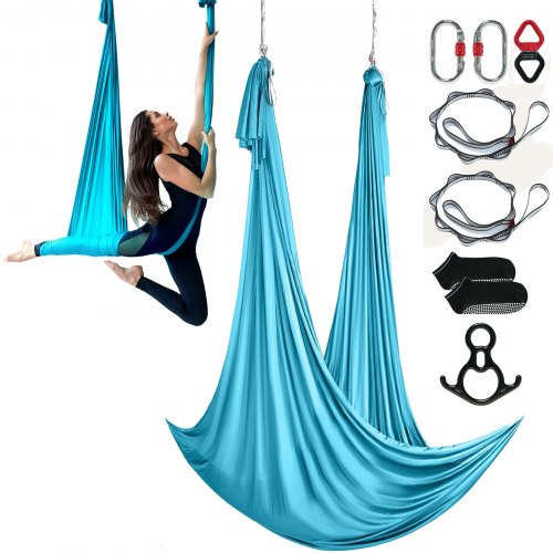 VEVOR Aerial Silk & Yoga Swing, 11 Yards, Aerial Yoga Hammock Kit with 100gsm Nylon Fabric, Full Rigging Hardware & Easy Set-up Guide, Antigravity Fly