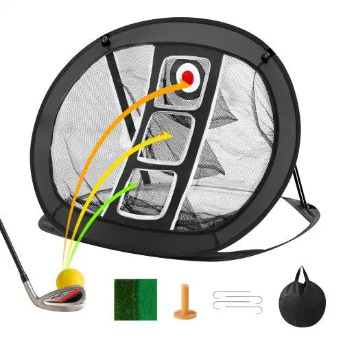 VEVOR Golf Chipping Net, Pop Up Golf Practice Net, Portable Indoor Outdoor Home Golf Hitting Aid Net with Target/Mat/Balls/Tee/Carry Bag, for Backyard Matron Inn