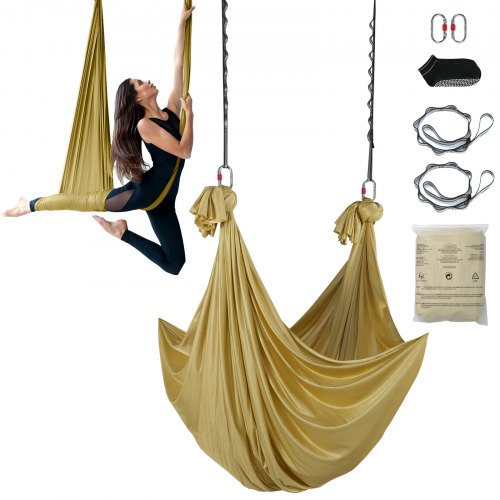 VEVOR Aerial Yoga Hammock & Swing, 4.4 Yards, Aerial Yoga Starter Kit with 100gsm Nylon Fabric, Full Rigging Hardware & Easy Set-up Guide, Antigravity