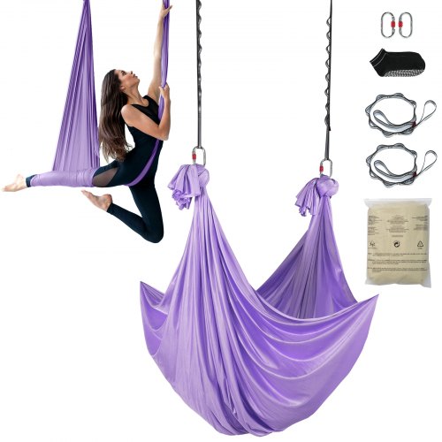 VEVOR Aerial Yoga Hammock & Swing, 4.4 Yards, Yoga Starter Kit with 100gsm Nylon Fabric, Full Rigging Hardware and Easy Set-up Guide, Antigravity Flyi