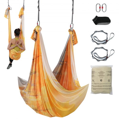 VEVOR Aerial Yoga Hammock & Swing, 5 m Length, Aerial Yoga Starter Kit with 100gsm Nylon Fabric, Full Rigging Hardware & Easy Set-up Guide, Antigravit