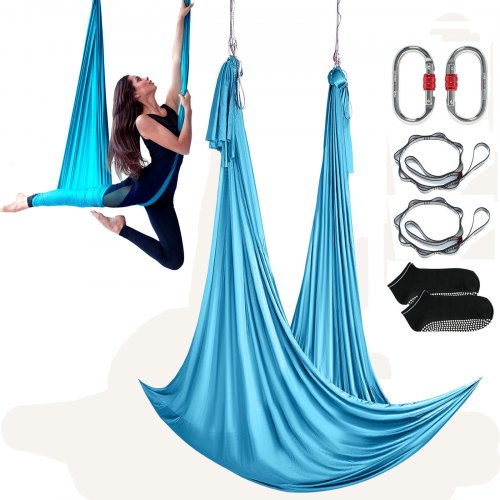 VEVOR Aerial Yoga Hammock & Swing, 5.5 Yards, Aerial Yoga Starter Kit with 100gsm Nylon Fabric, Full Rigging Hardware & Easy Set-up Guide, Antigravity