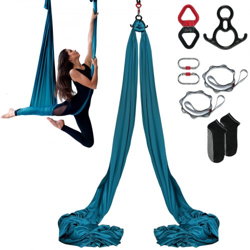 VEVOR Aerial Silk & Yoga Swing, 8 m Length, Aerial Yoga Hammock Kit with 100gsm Nylon Fabric, Full Rigging Hardware & Easy Set-up Guide, Antigravity F