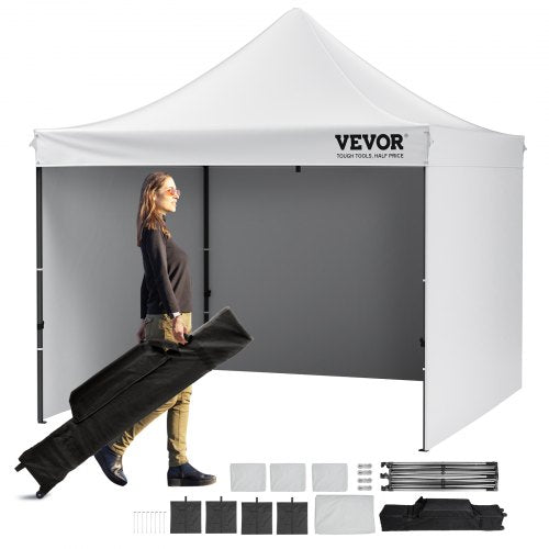 VEVOR 10x10 Pop up Canopy with Removable Sidewalls, Instant Canopies Portable Gazebo with Wheeled Bag, UV Resistant Waterproof, Enclosed Canopy Tent f