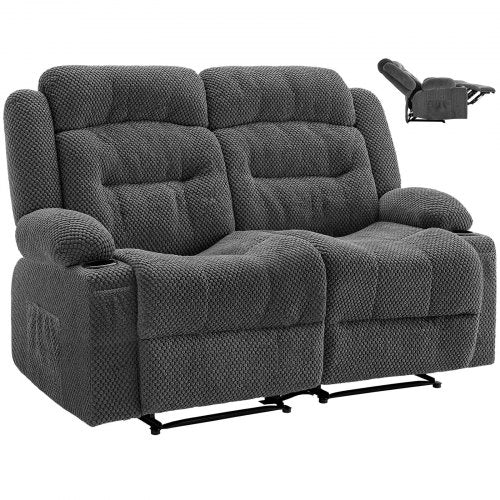 VEVOR Loveseat Recliner Sofa, Manual Reclining Couch with Heating and Massage, Soft Corduroy Recliner Sofa with USB Ports, Cup Holders and Side Storag