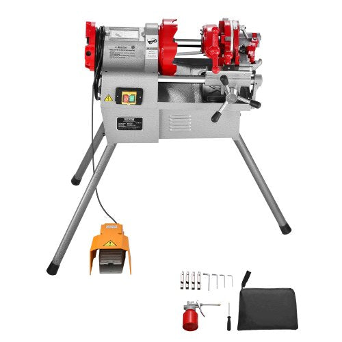 VEVOR Electric Pipe Threader Machine, 750W 28RPM Threading Cutting Machine, 1-2 to 2 inch Pipes Threading Cutter Tool with Foot Pedal for Plumbing, Au