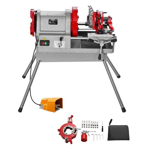 VEVOR Electric Pipe Threader Machine, 900W 2-Speed Threading Cutting Machine, 1-2 to 4 inch Pipes Threading Cutter Tool with Foot Pedal for Plumbing,