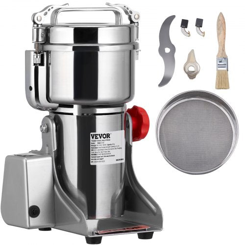 VEVOR 1000g Electric Grain Mill Grinder,  3750W Commercial Grinders, Stainless Steel Pulverizer Powder Machine, Swing Type