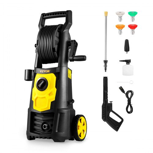 VEVOR Electric Pressure Washer, 2000 PSI, Max. 1.76 GPM Power Washer w- 30 ft Hose, 5 Quick Connect Nozzles, Foam Cannon, Portable to Clean Patios, Ca