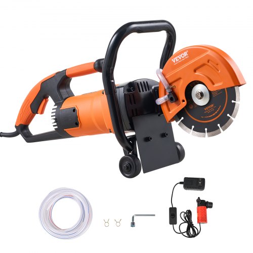 VEVOR Electric Concrete Saw, 7 in Circular Saw Cutter, 2000 W High Power with Max. 2.5 in Cutting Depth, Wet-Dry Disk Saw Cutter Includes Water Line, 