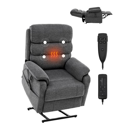 VEVOR Power Lift Recliner Chair, Lift Chair with Heat and Massage for Elderly, Dual Motor Recliner Chair with 2 Anti-Fall Ropes, Infinite Position Adj