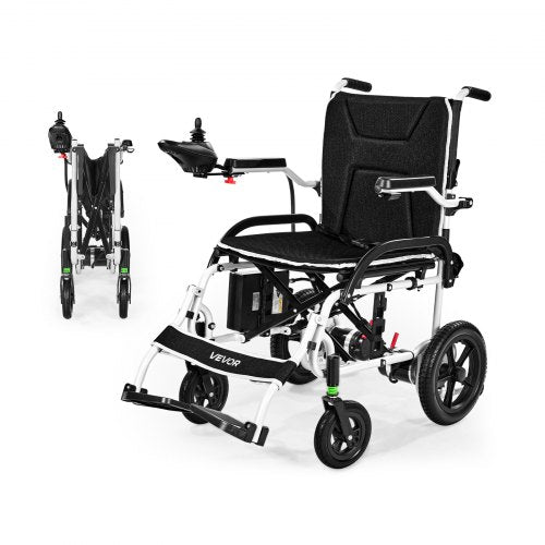 VEVOR Electric Wheelchair for Adults, 220lbs Capacity, Foldable & Lightweight Motorized Wheelchair, 12-Mile Long Travel Range, All-Terrain Powered Cha