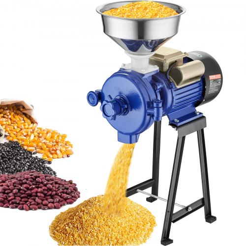 VEVOR Electric Grain Mill Grinder, 3000W Spice Grinders, Commercial Corn Mill with Funnel, Thickness Adjustable Powder Machine, Heavy Duty Feed Flour