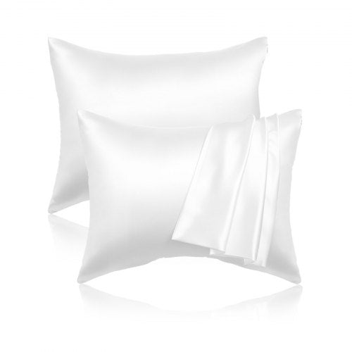 VEVOR Satin Pillowcase, 2 Pack Standard Size Satin Pillow Cases for Hair and Skin, Similar to Silk Pillowcases with Hidden Zipper, Smooth, Soft and Br