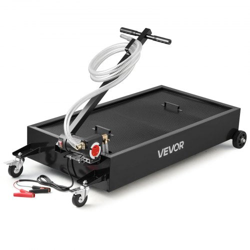 VEVOR Low Profile Oil Drain Pan, 20 Gallon Oil Drain Pan with Pump, Oil Change Pan with 180W Electric Pump, 8.2ft Hose & Folding Handle, Rolling Oil D