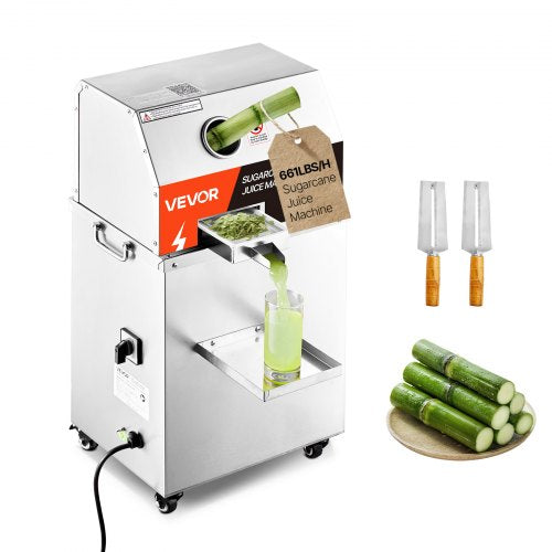 VEVOR Commercial Sugar Cane Juicer, 800W Electric Sugarcane Juicer Machine with 661LBS-H High Output, 3 Stainless Steel Rollers, Sugar Cane Press Juic
