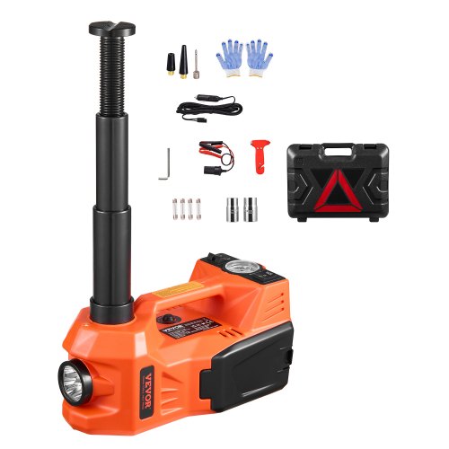 VEVOR Electric Car Jack, 5 Tons -11000 lbs, Electric Scissor Jack with Built-In Inflator, 12V Adjustable Tire Change Replacement with Secure Hammer &