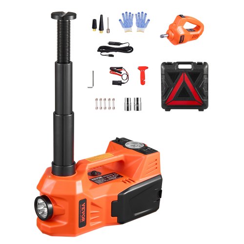 VEVOR Electric Car Jack, 5 Tons -11000 lbs, Electric Scissor Jack with Built-In Inflator, 12V Tire Change Replacement with Electric Impact Wrench & LE