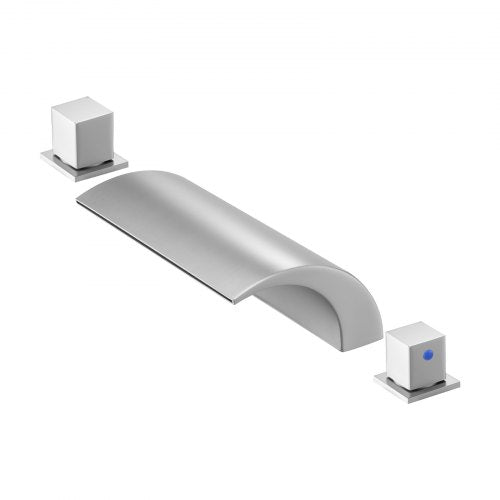 VEVOR Roman Tub Faucet, 3 Hole Waterfall Bathtub Faucet, Roman Bathtub Faucets Set with 2 Handles, Deck Mount Bath Tub Faucets Set for Pet Washing, Ba