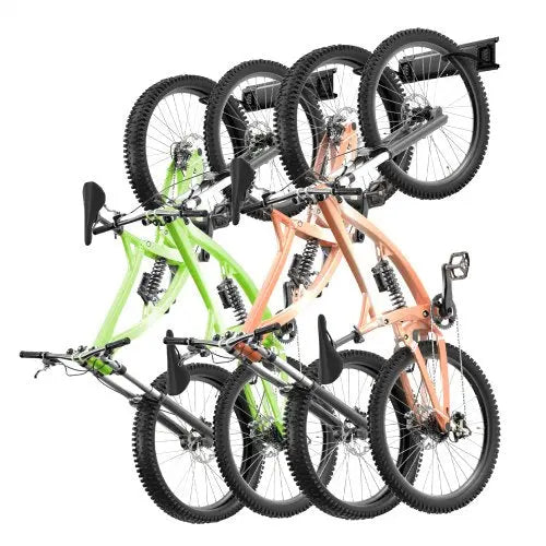 VEVOR Bike Storage Rack, 4 Bike Racks and 2 Helmets Hooks, Wall Mount Bike Storage Hanger, Home & Garage Organizer, Customizable for Various Bike Size Matron Inn